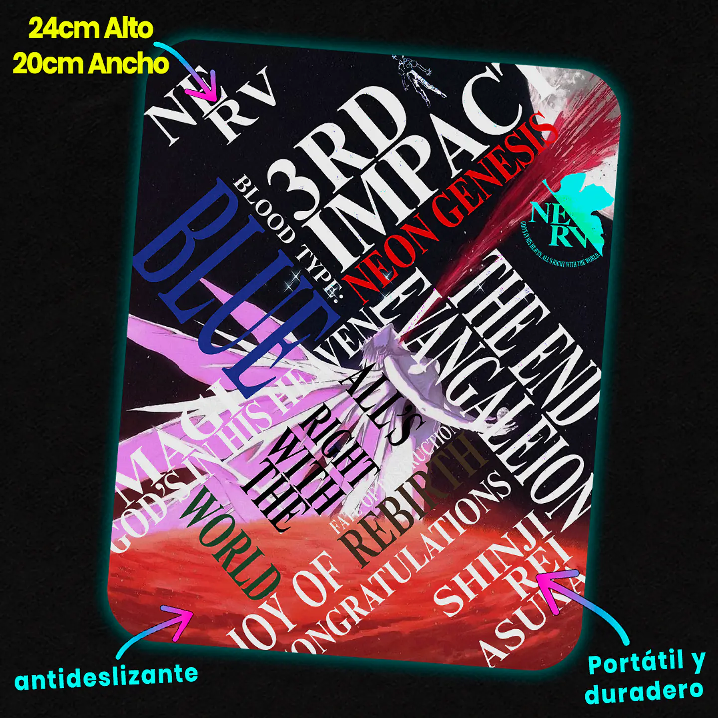 Mousepad 20x24 cm - Diseño Evangelion Third Impact Typography 2