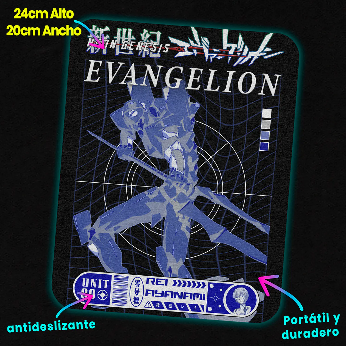 Mousepad 20x24 cm - Diseño Evangelion Unit-00 Tactical Interface 2