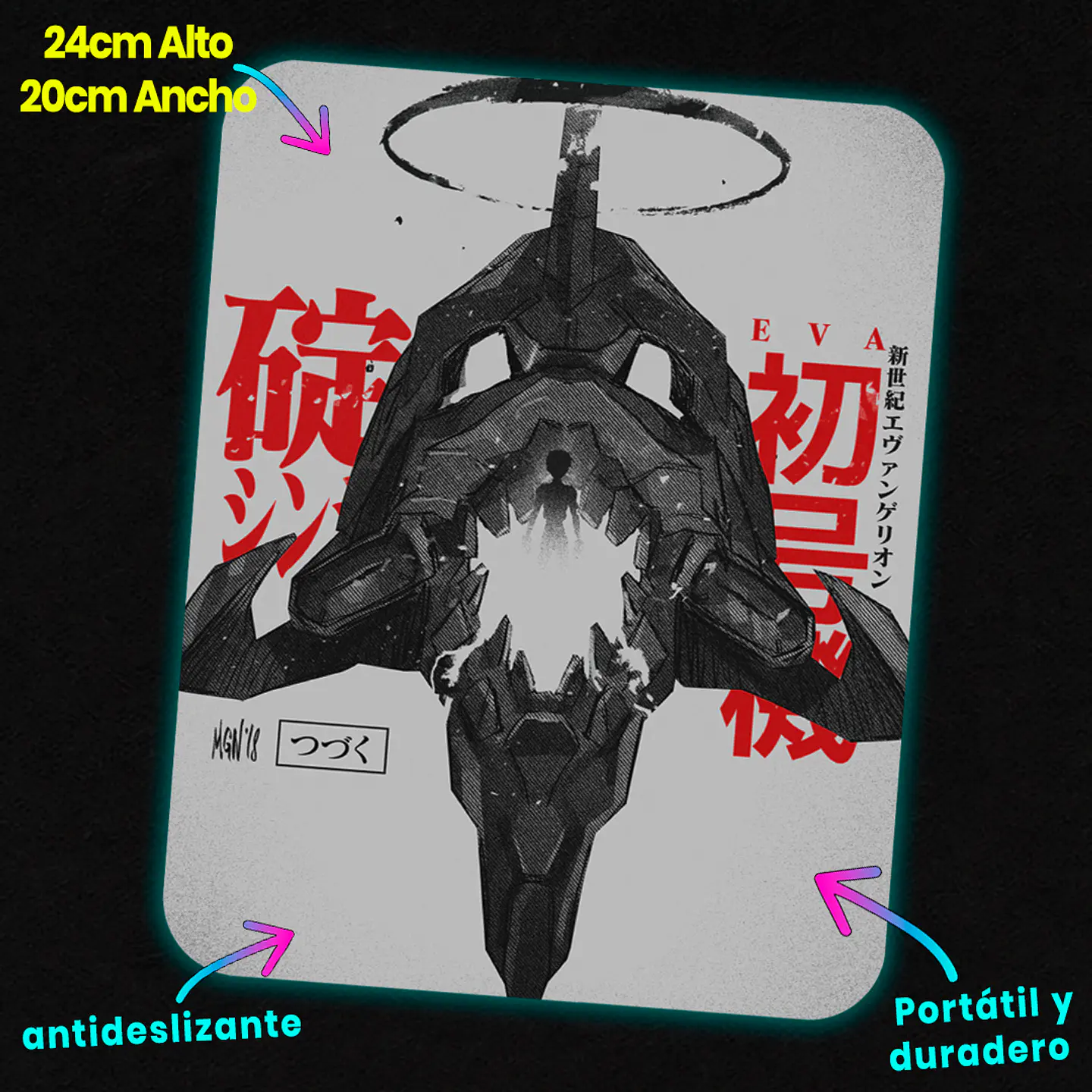 Mousepad 20x24 cm - Diseño Evangelion Shinji Awakening Noir 2