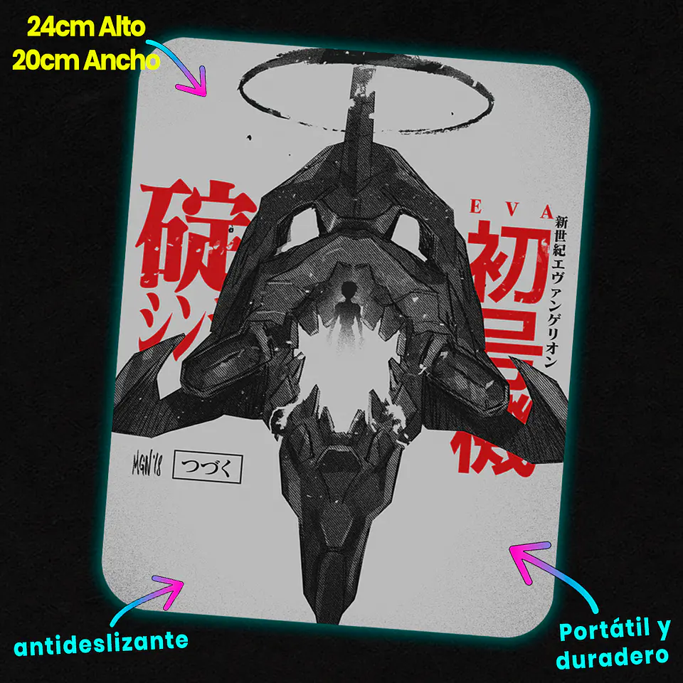 Mousepad 20x24 cm - Diseño Evangelion Shinji Awakening Noir 2