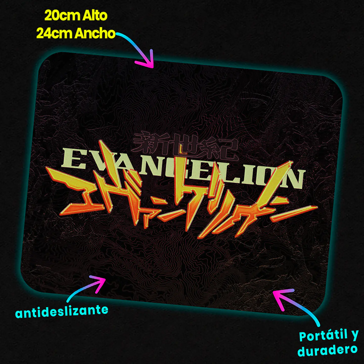 Mousepad 20x24 cm - Diseño Evangelion Classic Logo Topographic 2