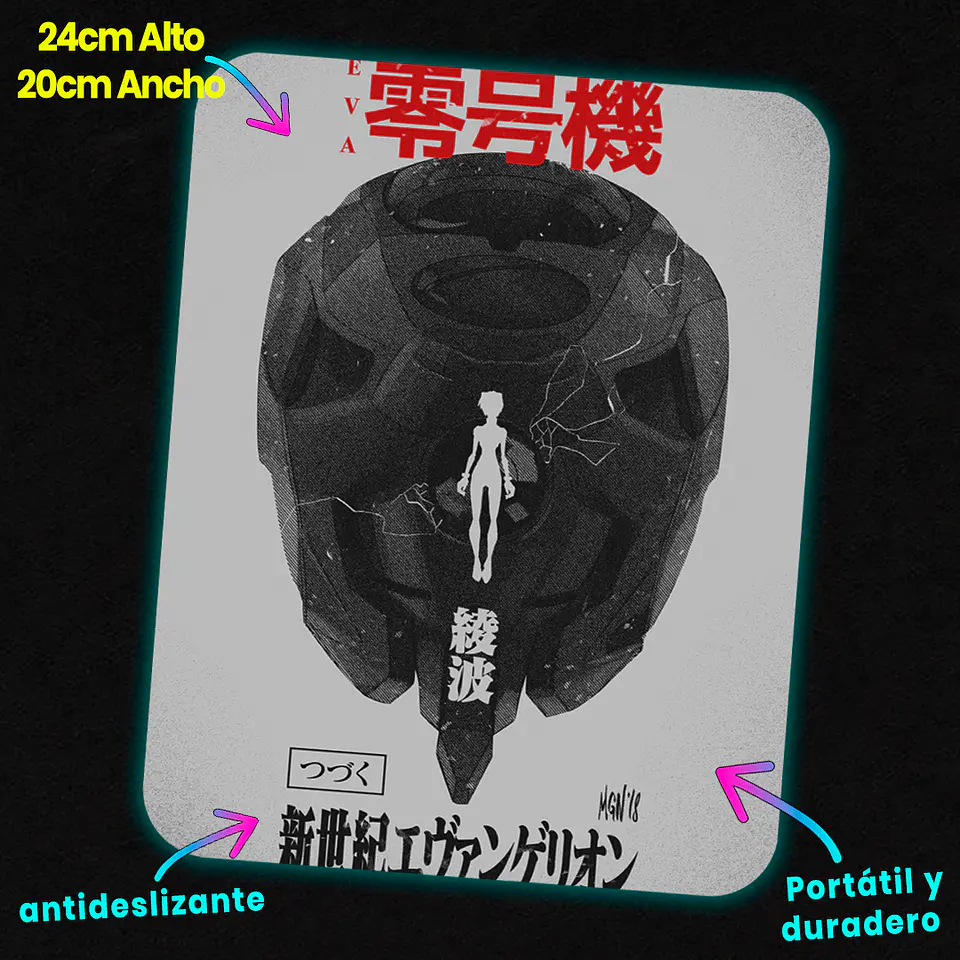 Mousepad 20x24 cm - Diseño Evangelion Unit-00 Rei Ayanami Monolith 2
