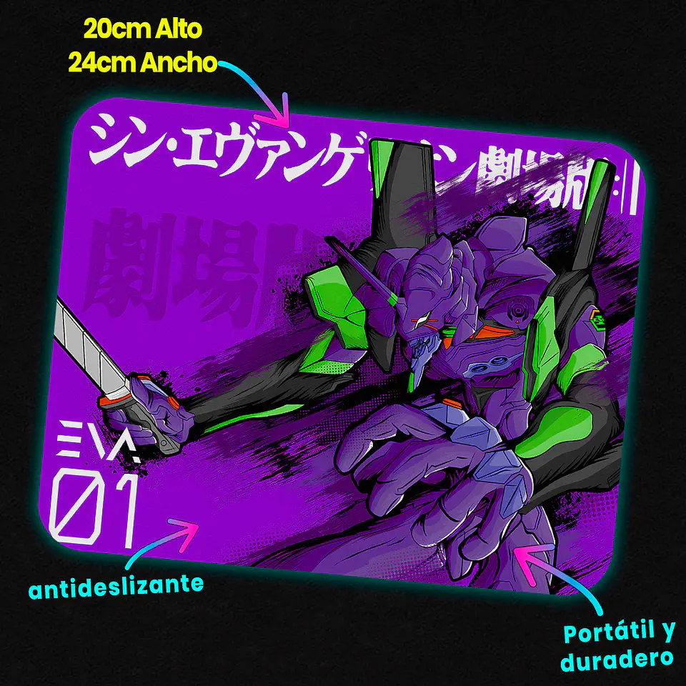 Mousepad 20x24 cm - Diseño Evangelion Unit-01 Neon Strike 2