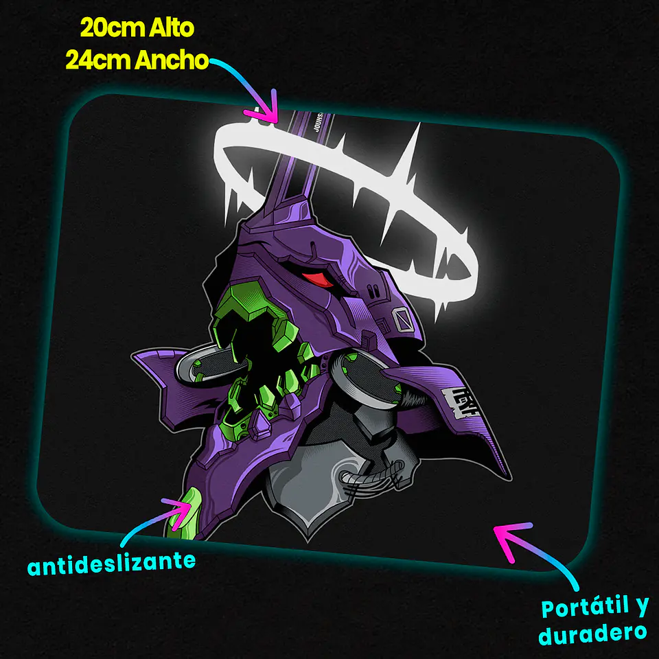 Mousepad 20x24 cm - Diseño Evangelion Unit-01 Awakening Halo 2