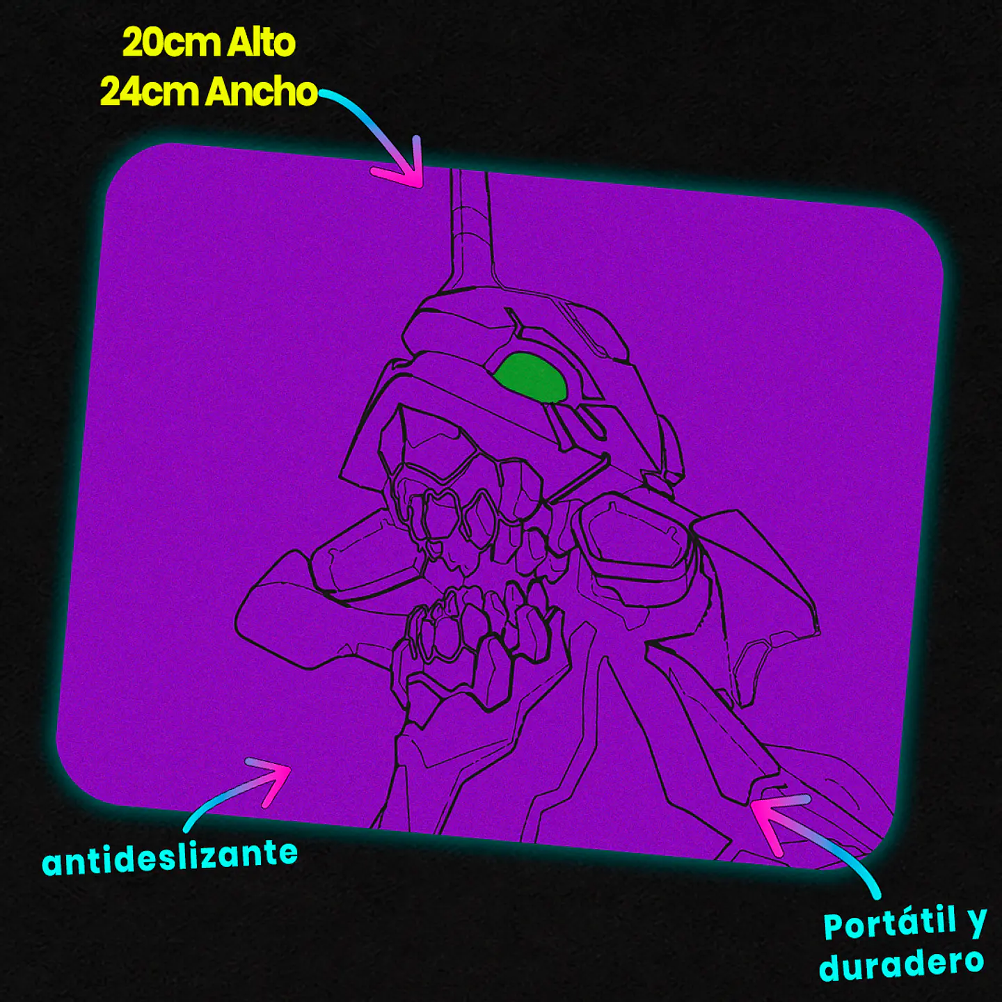 Mousepad 20x24 cm - Diseño Eva-01 Minimal Purple Awakening 2