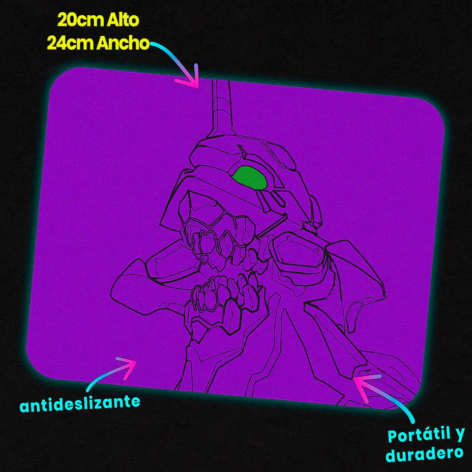 Mousepad 20x24 cm - Diseño Eva-01 Minimal Purple Awakening 2