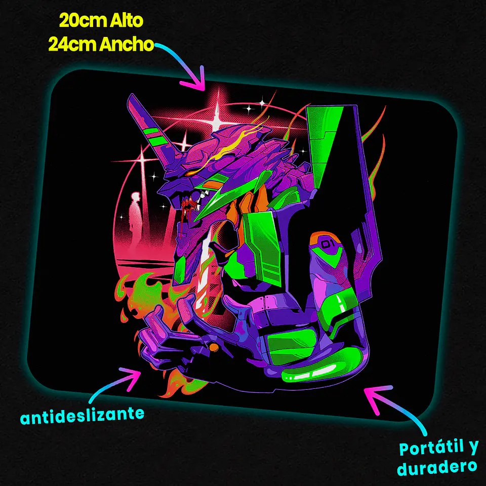 Mousepad 20x24 cm - Diseño Eva-01 Retro Synthwave Impact 2
