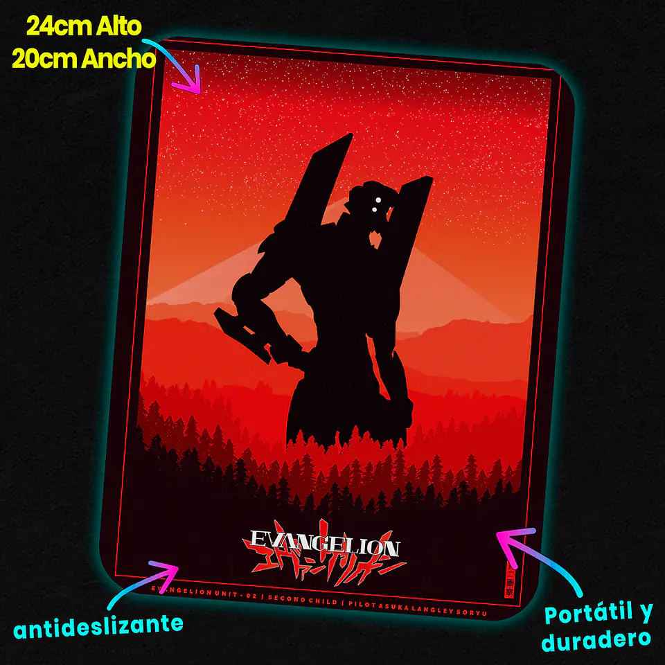 Mousepad 20x24 cm - Diseño Eva-02 Crimson Sunset Silhouette 2