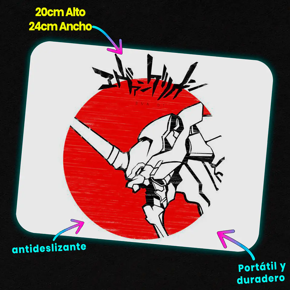 Mousepad 20x24 cm - Diseño EVA-01 Crimson Rising Sun 2