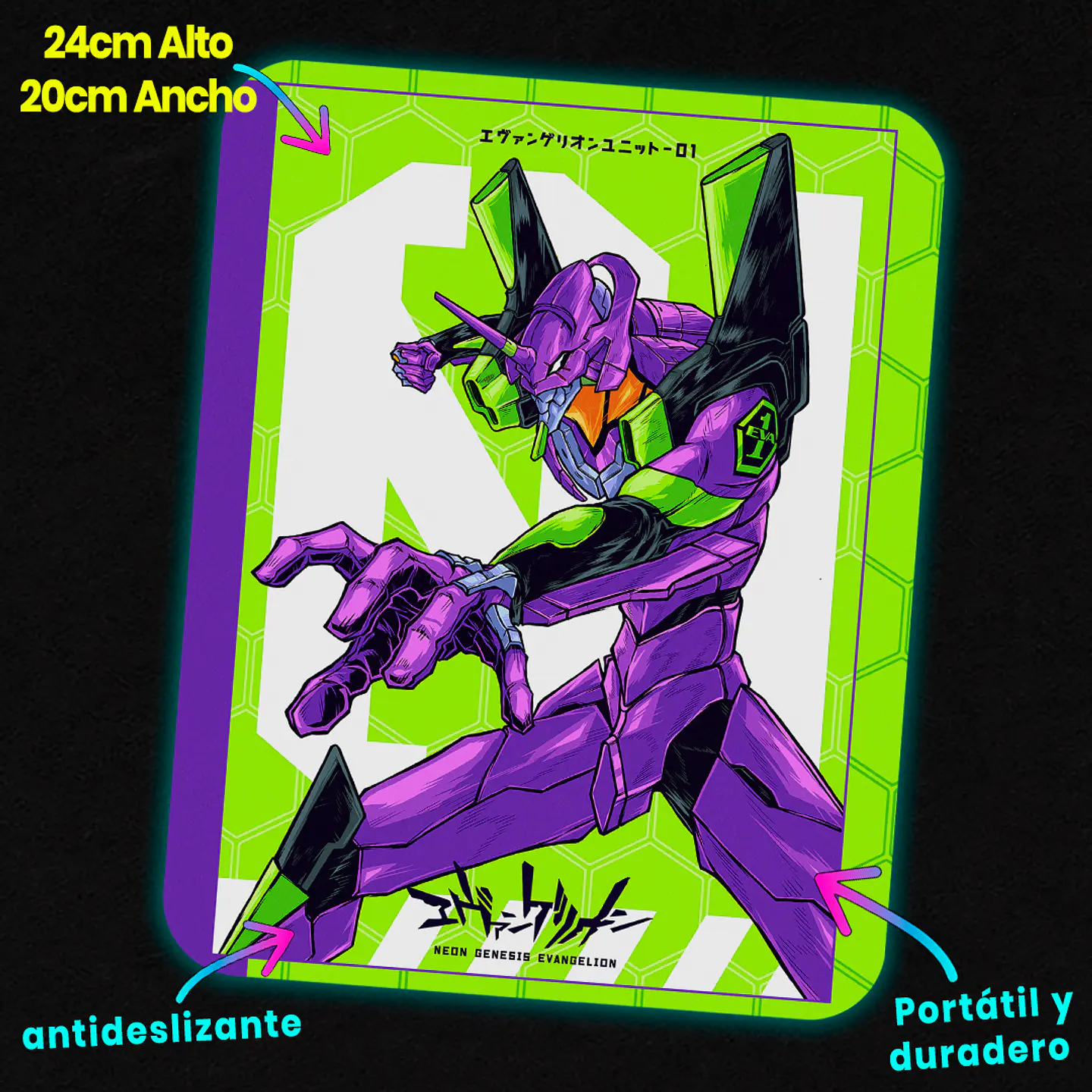 Mousepad 20x24 cm - Diseño EVA-01 Neon Hex System 2