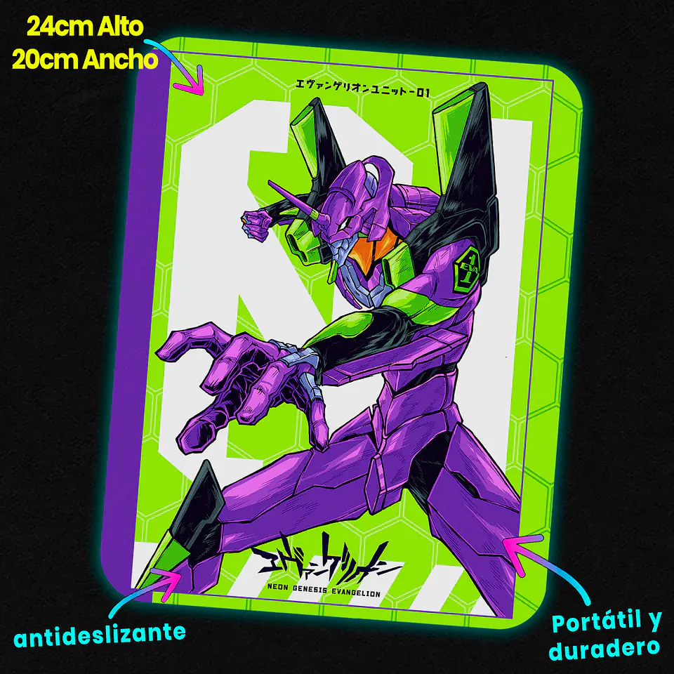 Mousepad 20x24 cm - Diseño EVA-01 Neon Hex System 2