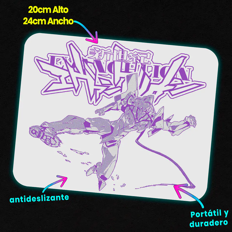 Mousepad 20x24 cm - Diseño EVA-01 Purple Halftone Burst 2