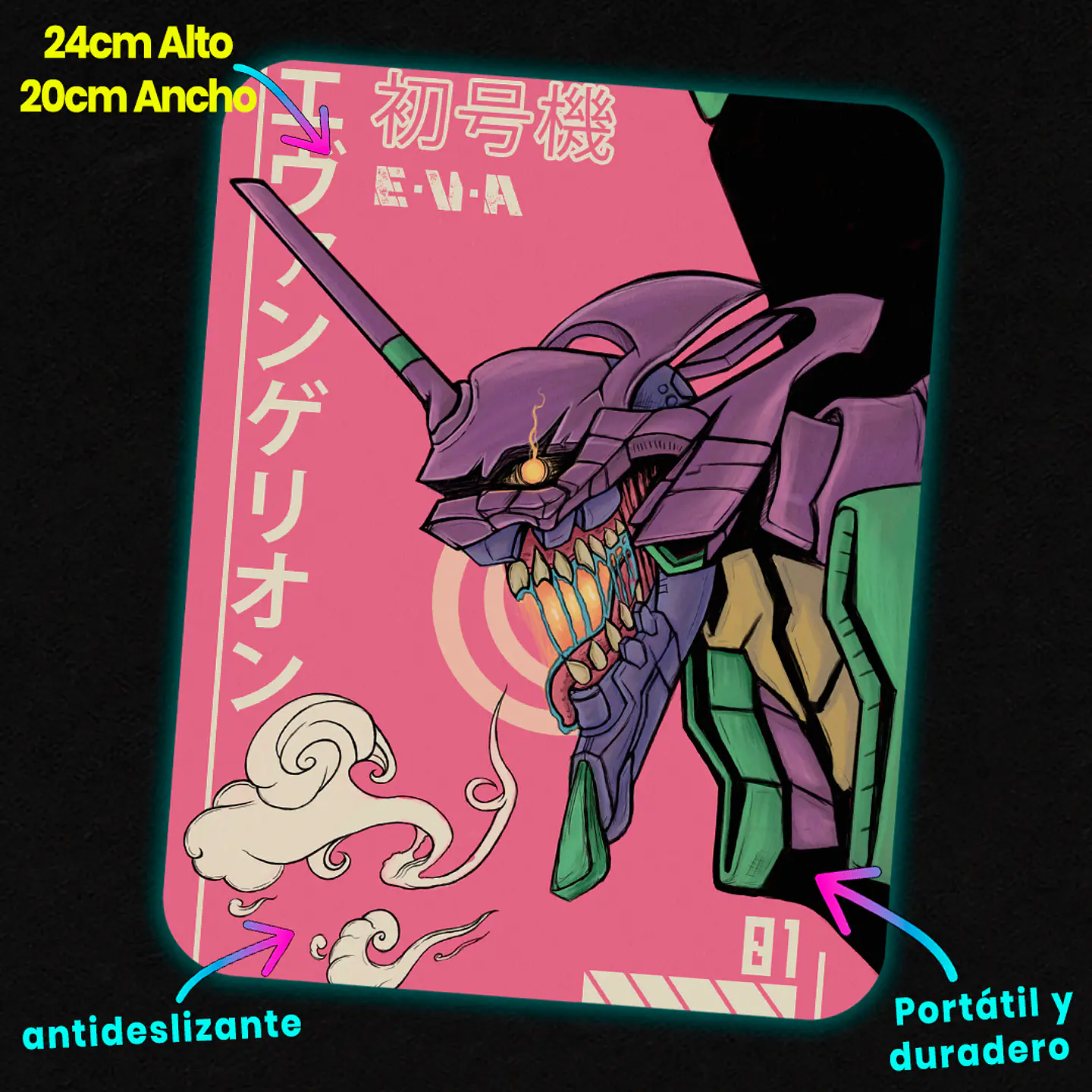 Mousepad 20x24 cm - Diseño EVA-01 Berserk Ukiyo-e 2
