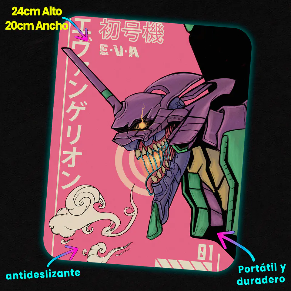 Mousepad 20x24 cm - Diseño EVA-01 Berserk Ukiyo-e 2