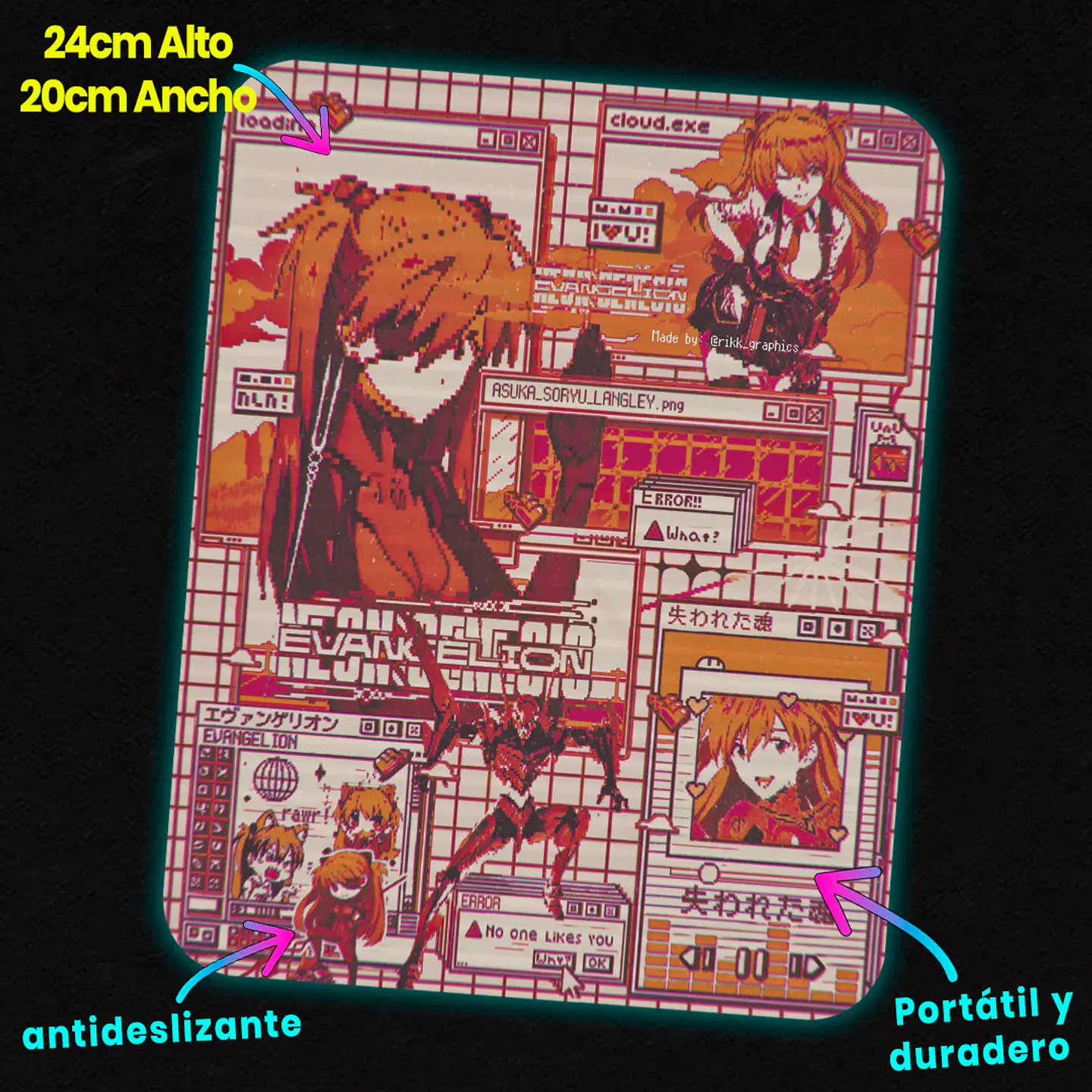 Mousepad 20x24 cm - Diseño Asuka Langley System Error 404 2
