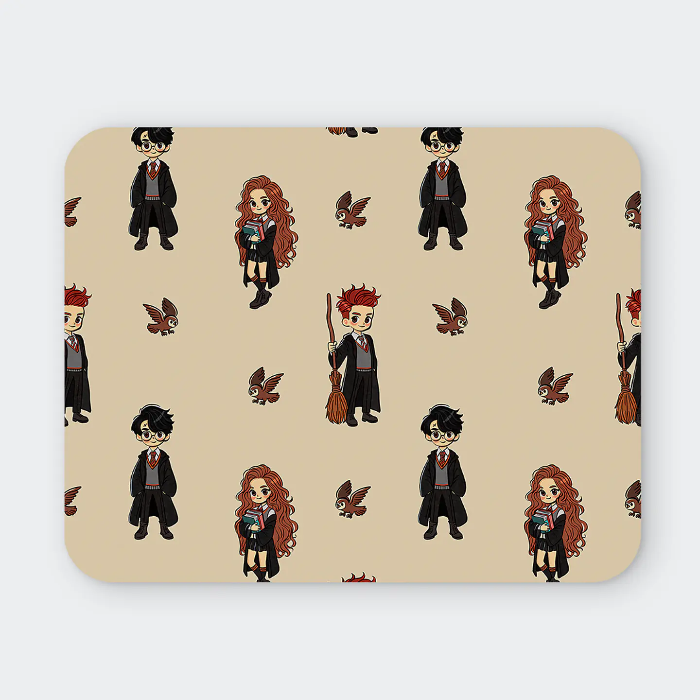 Mousepad 20x24 cm - Diseño Wizarding Trio Chibi Pattern 1