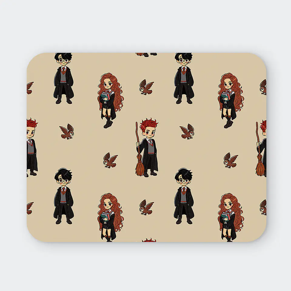 Mousepad 20x24 cm - Diseño Wizarding Trio Chibi Pattern 1