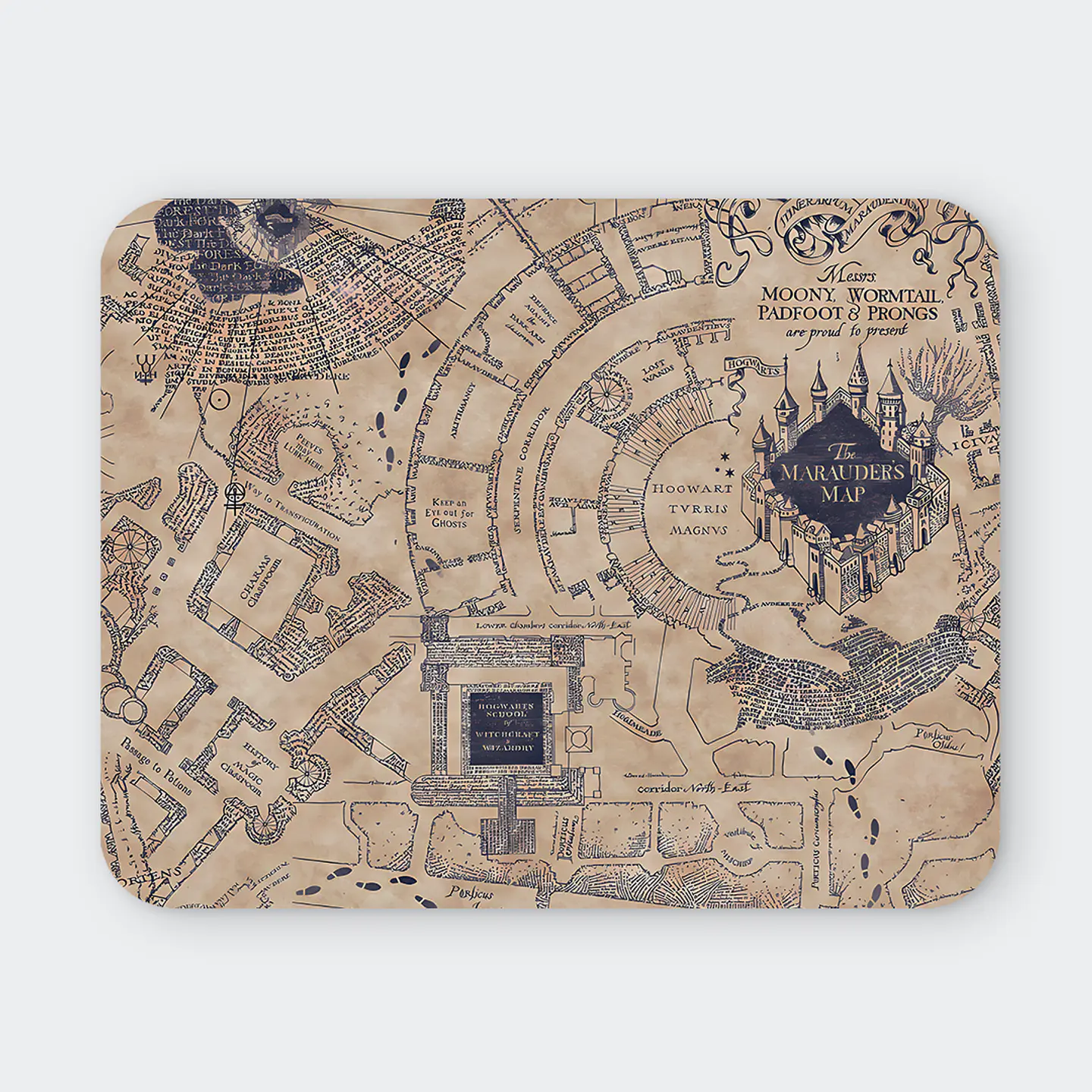 Mousepad 20x24 cm - Diseño The Marauder's Map Vintage Edition 1
