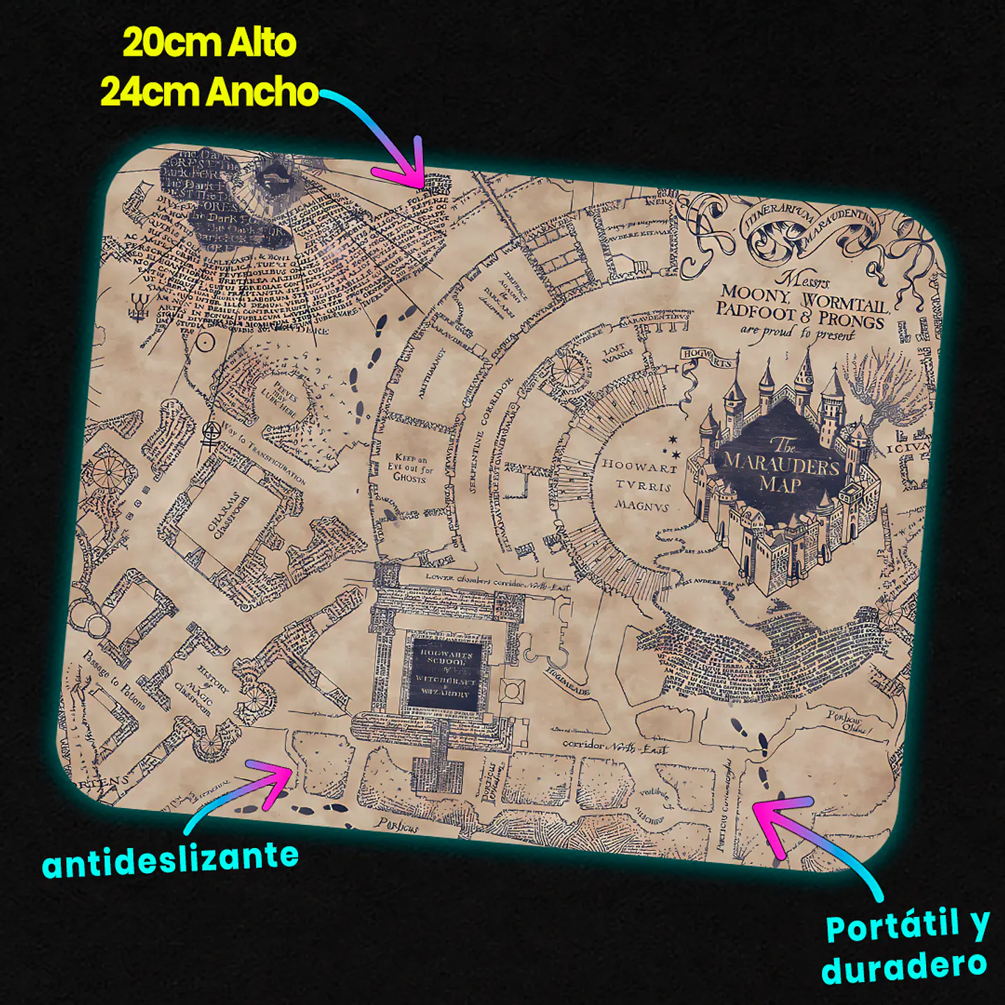 Mousepad 20x24 cm - Diseño The Marauder's Map Vintage Edition 2