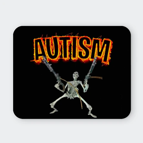 Mousepad 20x24 cm - Diseño Hardcore Skeleton "Fire Autism"