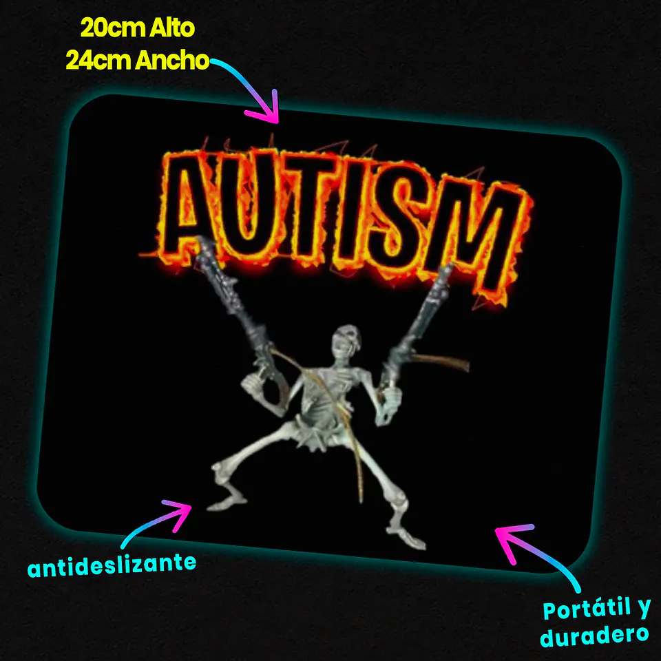 Mousepad 20x24 cm - Diseño Hardcore Skeleton 