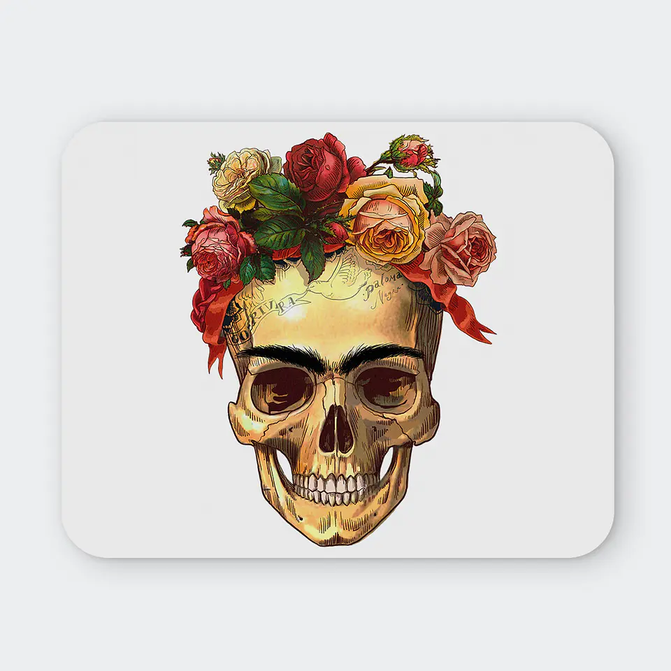 Mousepad 20x24 cm - Diseño Calavera Frida Eternal Roses 1