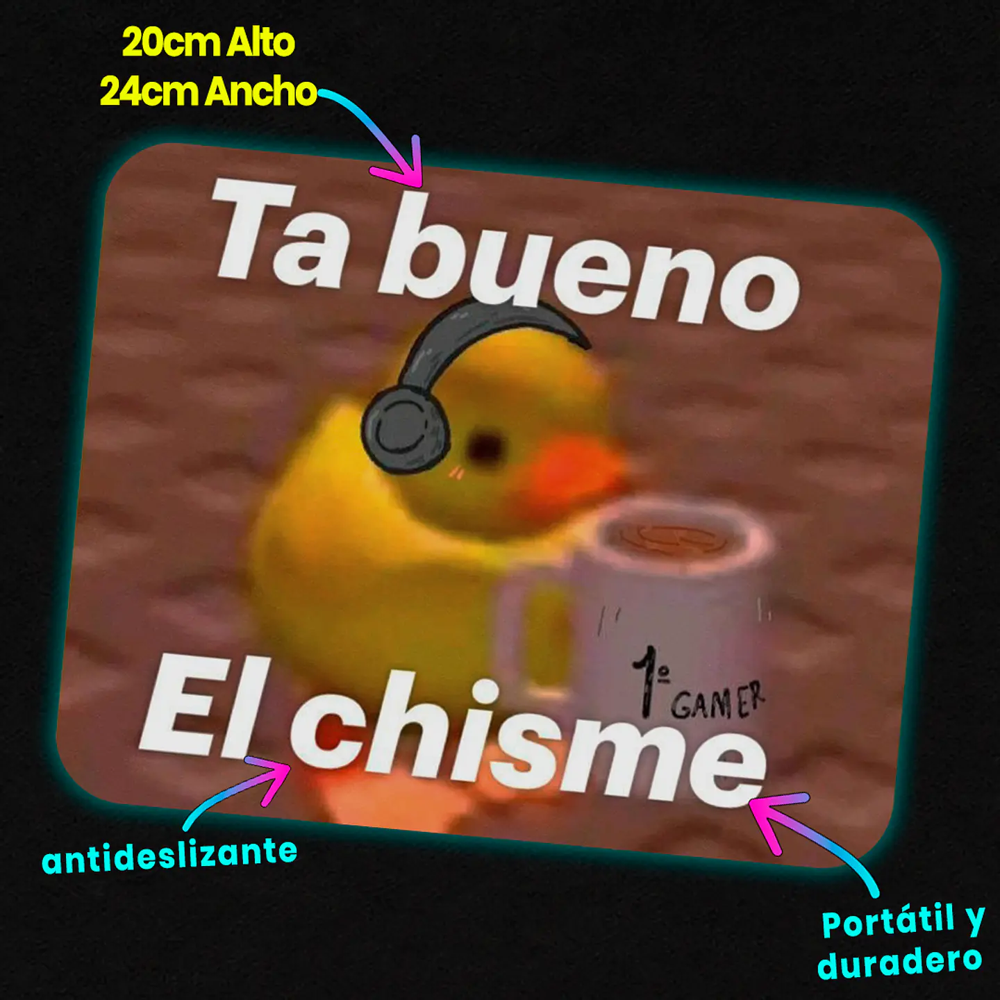 Mousepad 20x24 cm - Diseño Patito Gamer Ta Bueno El Chisme 2