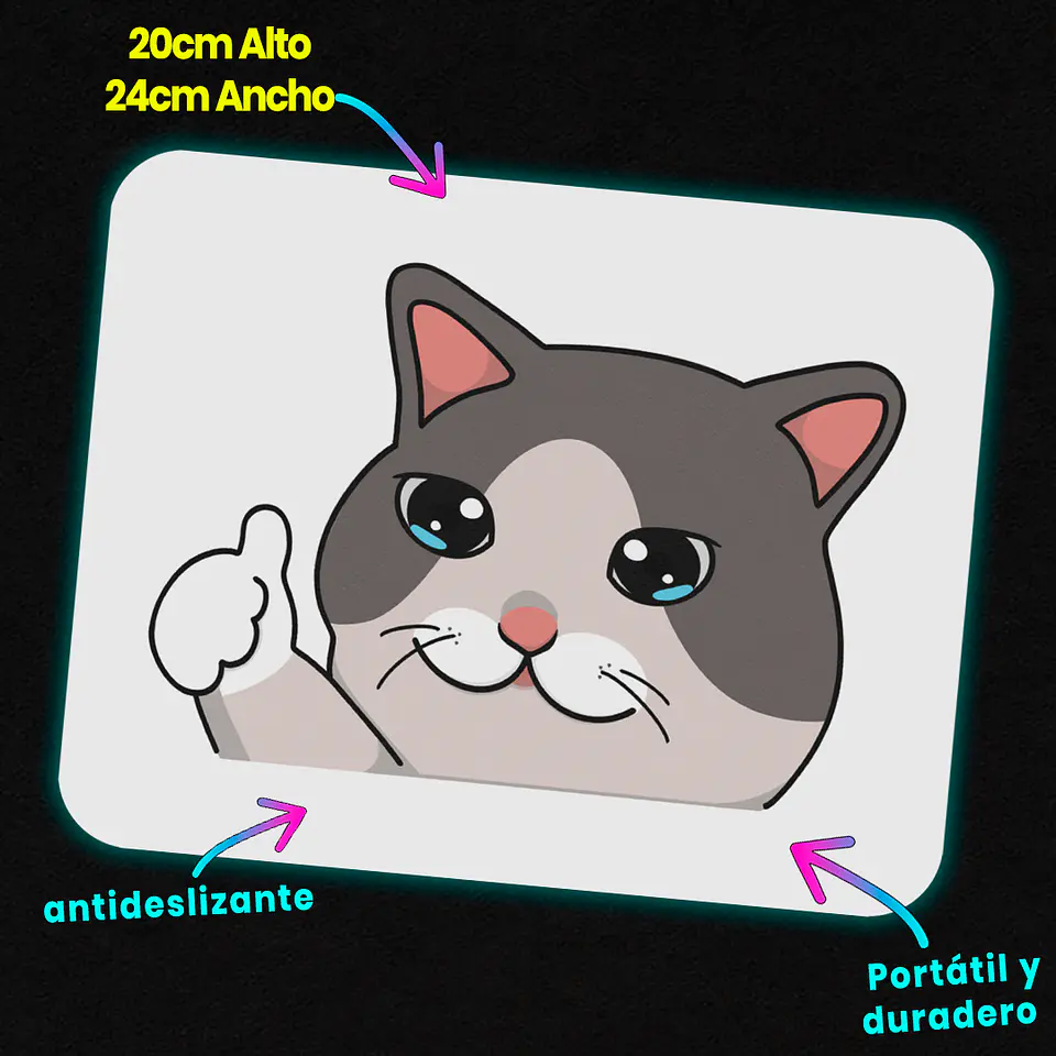 Mousepad 20x24 cm - Diseño Crying Cat 