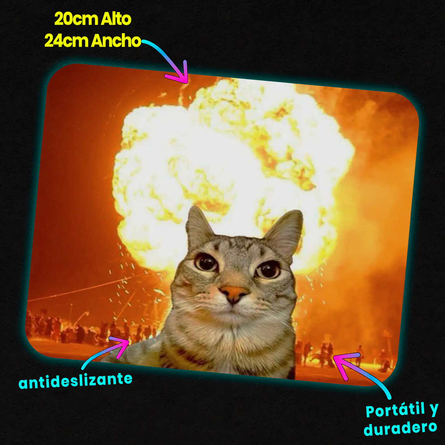 Mousepad 20x24 cm - Diseño Explosive Cat Chaos 2