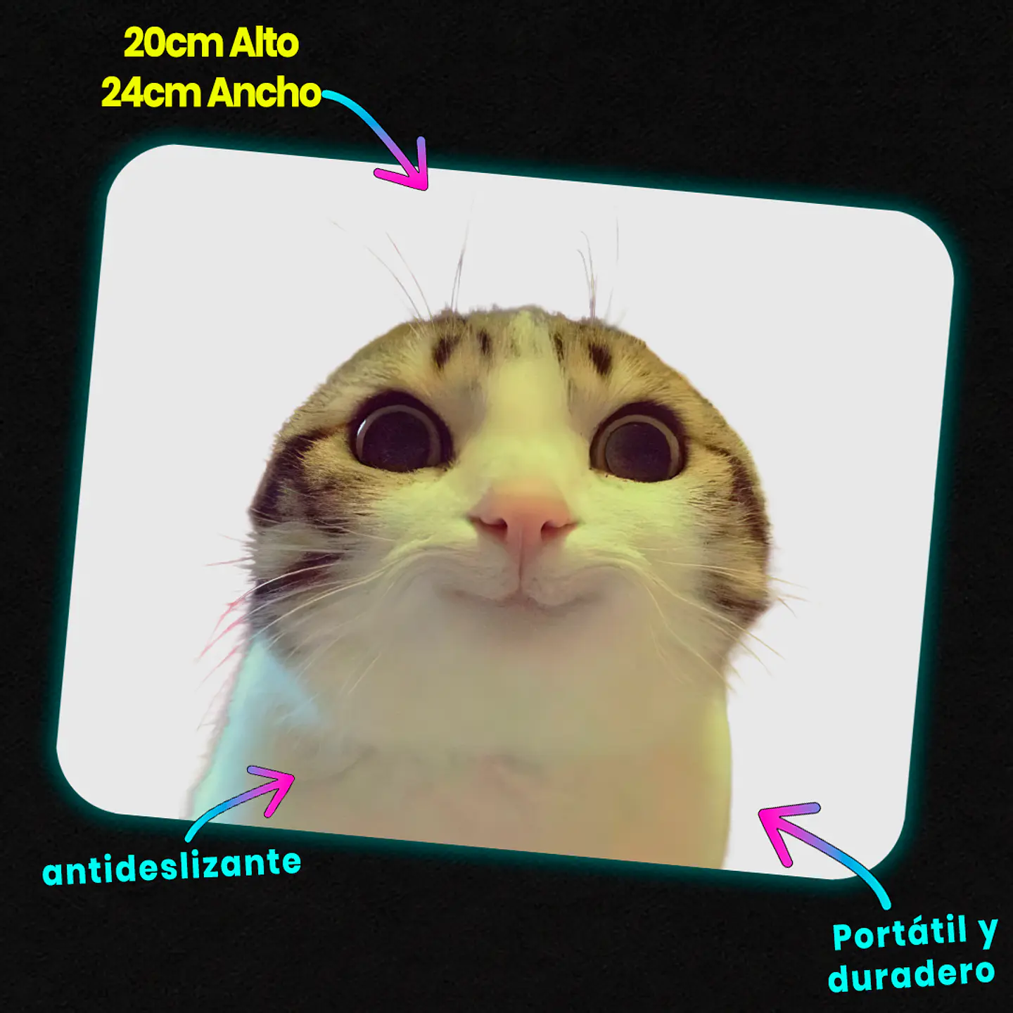 Mousepad 20x24 cm - Diseño Polite Cat Smile 2