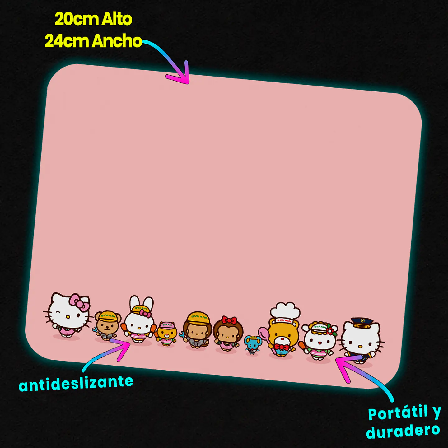Mousepad 20x24 cm - Diseño Hello Kitty & Friends Tiny Crew 3