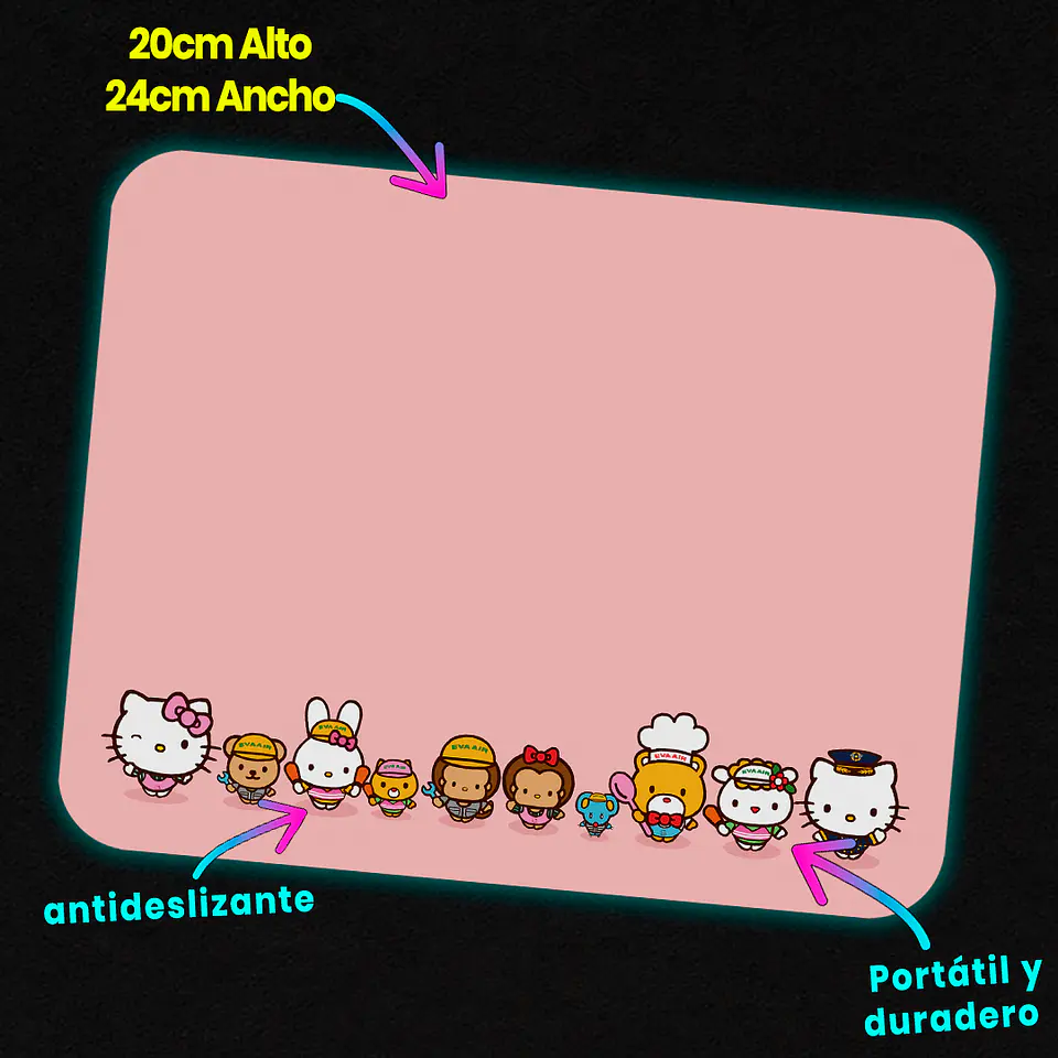 Mousepad 20x24 cm - Diseño Hello Kitty & Friends Tiny Crew 3