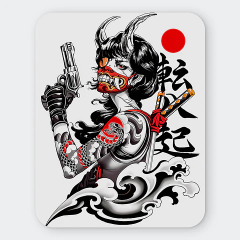 Mousepad 20x24 cm - Diseño Cyber Oni Geisha Assassin