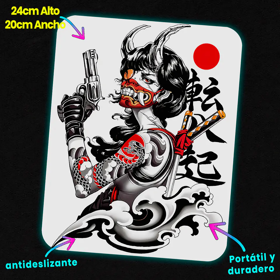 Mousepad 20x24 cm - Diseño Cyber Oni Geisha Assassin 2