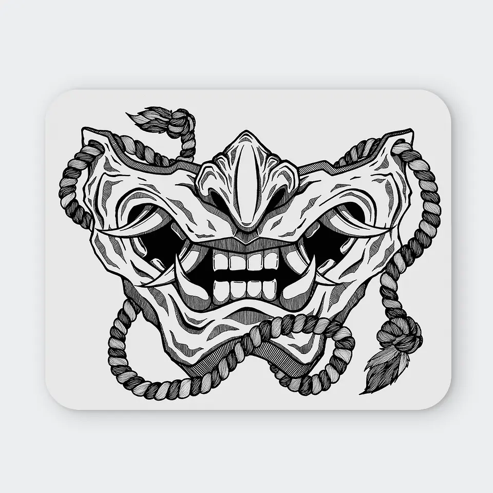 Mousepad 20x24 cm - Diseño Oni Mask Dark Ink 1
