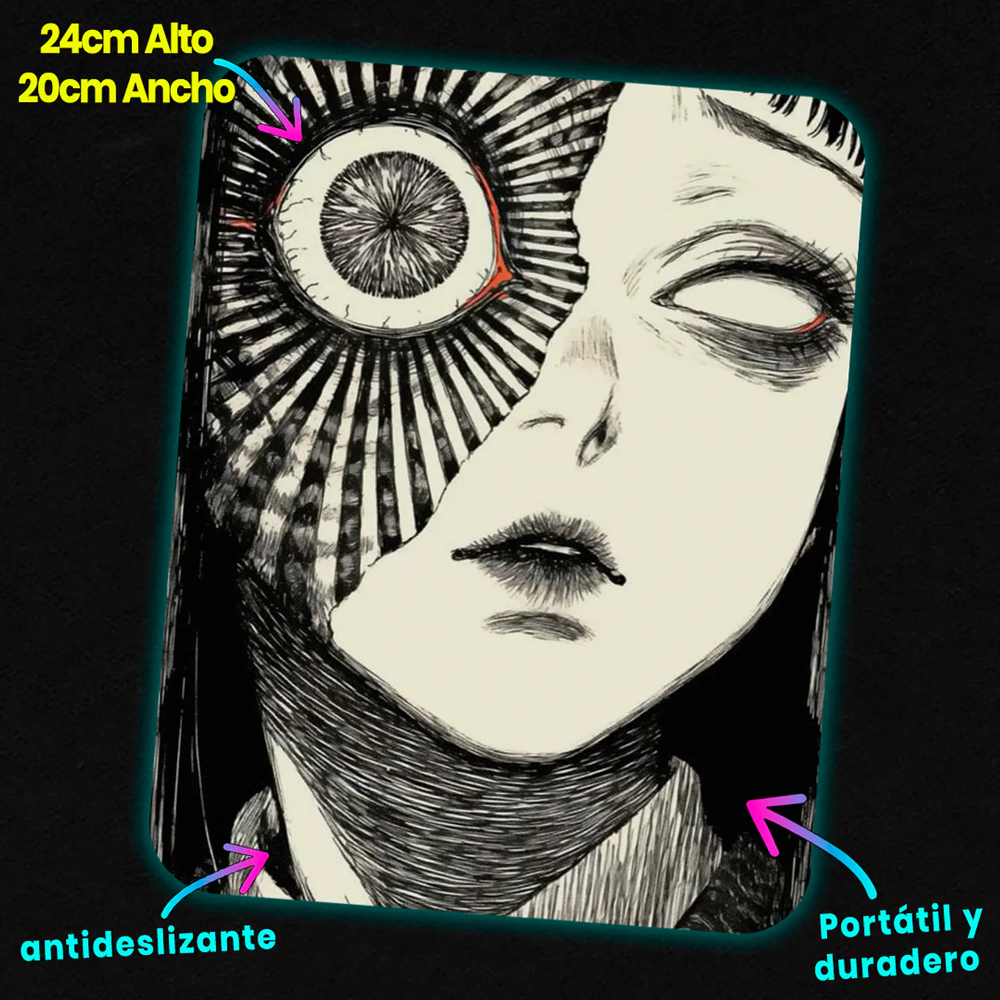 Mousepad 20x24 cm - Diseño Horror Hypnosis Eye 2