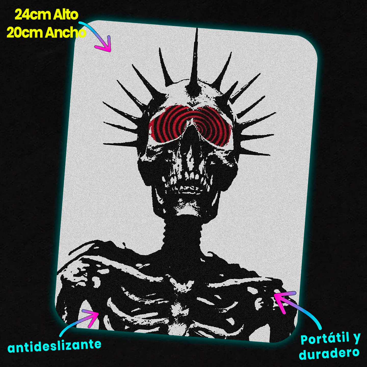 Mousepad 20x24 cm - Diseño Spike Skull Spiral 2