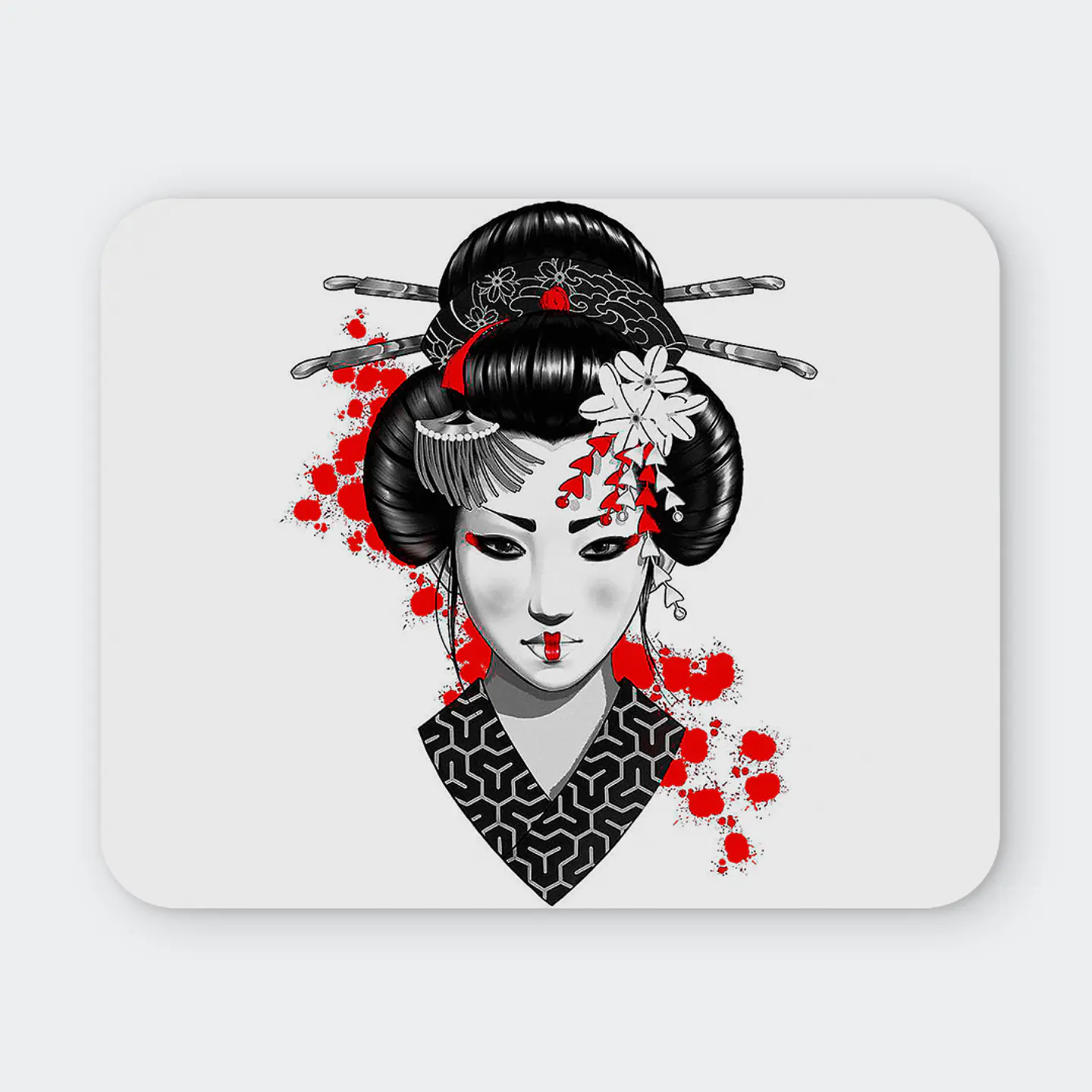 Mousepad 20x24 cm - Diseño Geisha Crimson Splatter 1