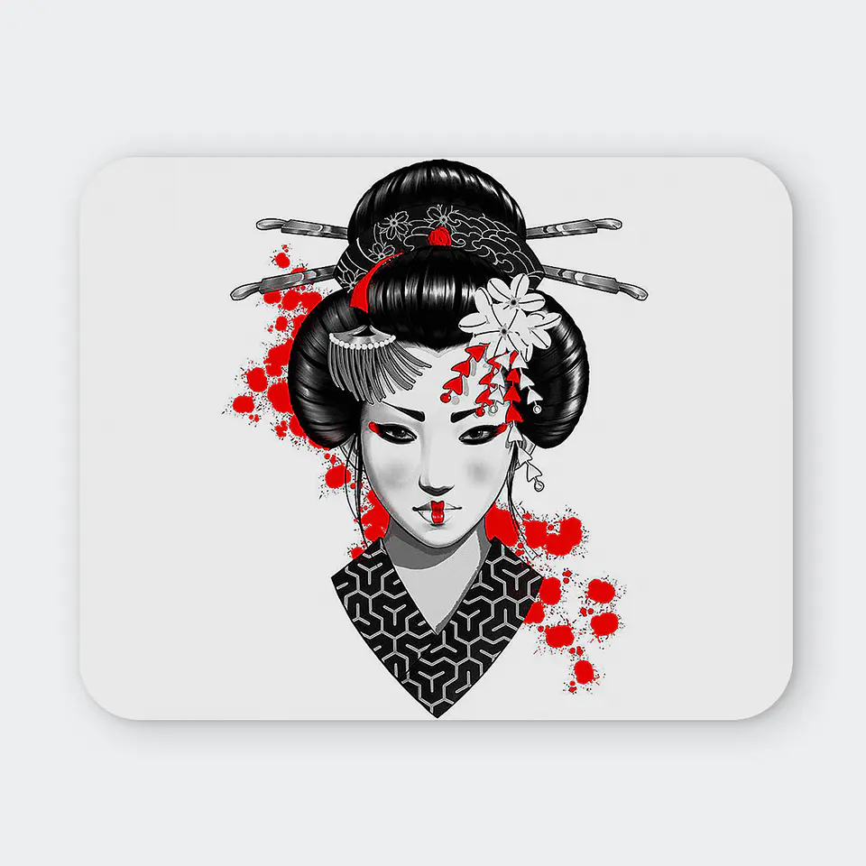 Mousepad 20x24 cm - Diseño Geisha Crimson Splatter 1