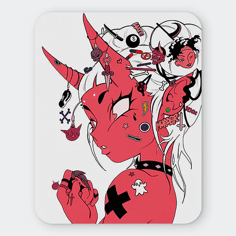 Mousepad 20x24 cm - Diseño Crimson Horns Alt Girl