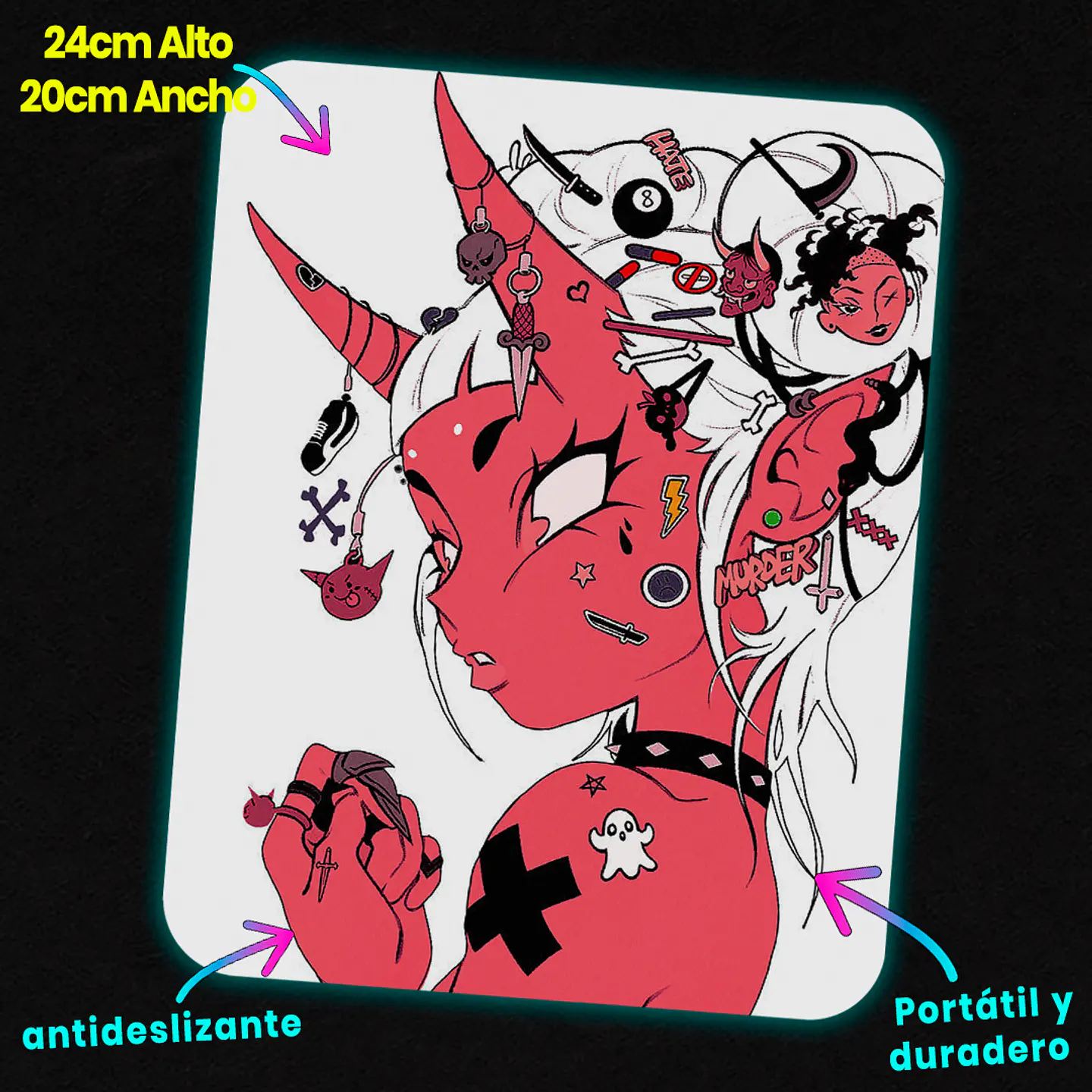 Mousepad 20x24 cm - Diseño Crimson Horns Alt Girl 2