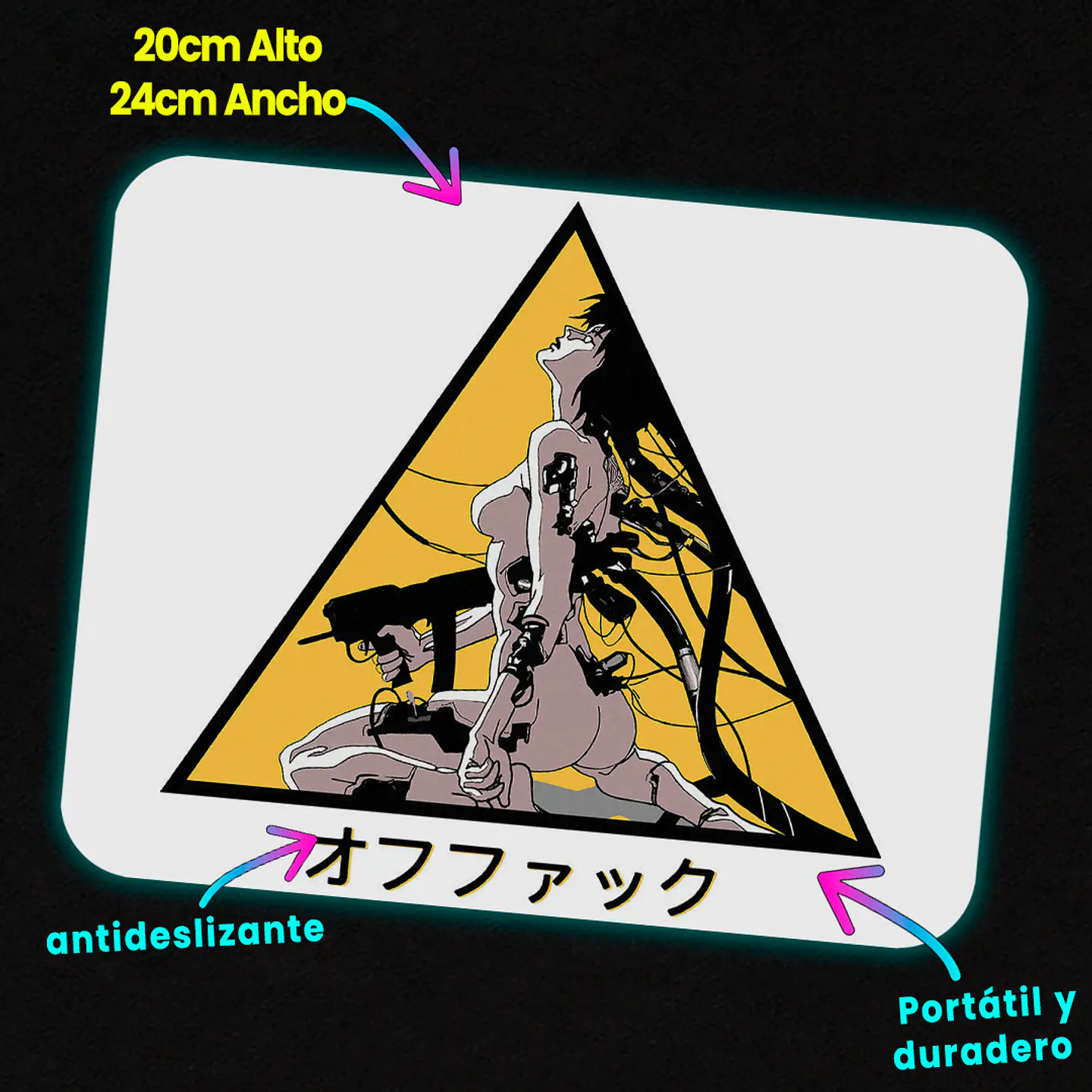 Mousepad 20x24 cm - Diseño Motoko Cyber Warning 2