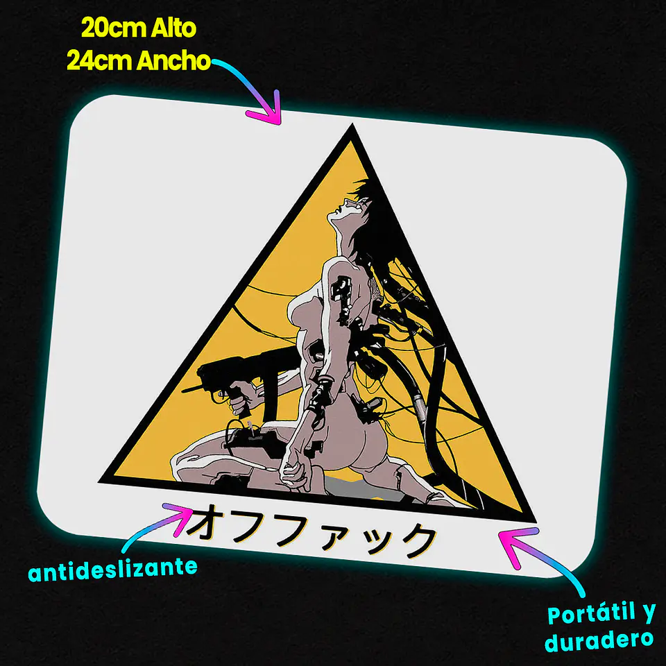 Mousepad 20x24 cm - Diseño Motoko Cyber Warning 2
