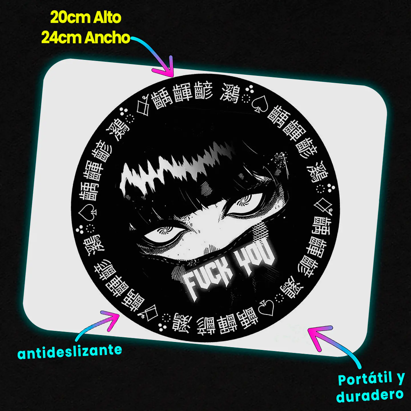 Mousepad 20x24 cm - Diseño Hypnotic Glare Fuck You 2