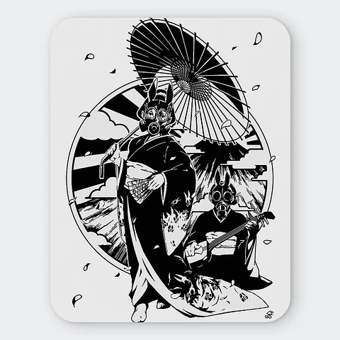 Mousepad 20x24 cm - Diseño Geisha Gas Mask Bushido