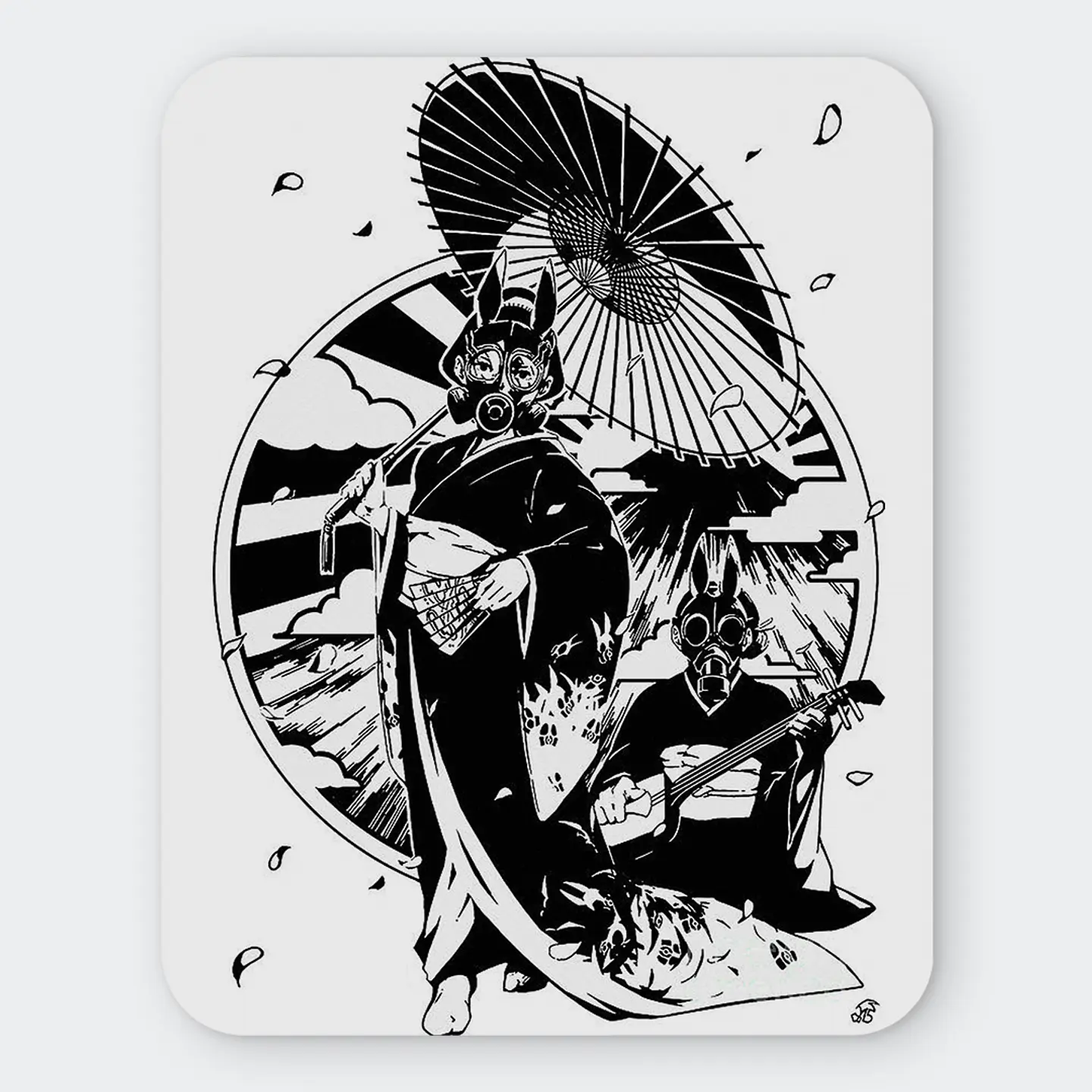 Mousepad 20x24 cm - Diseño Geisha Gas Mask Bushido 1