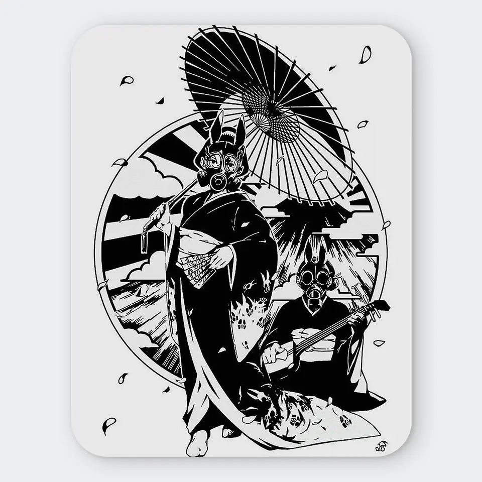 Mousepad 20x24 cm - Diseño Geisha Gas Mask Bushido 1