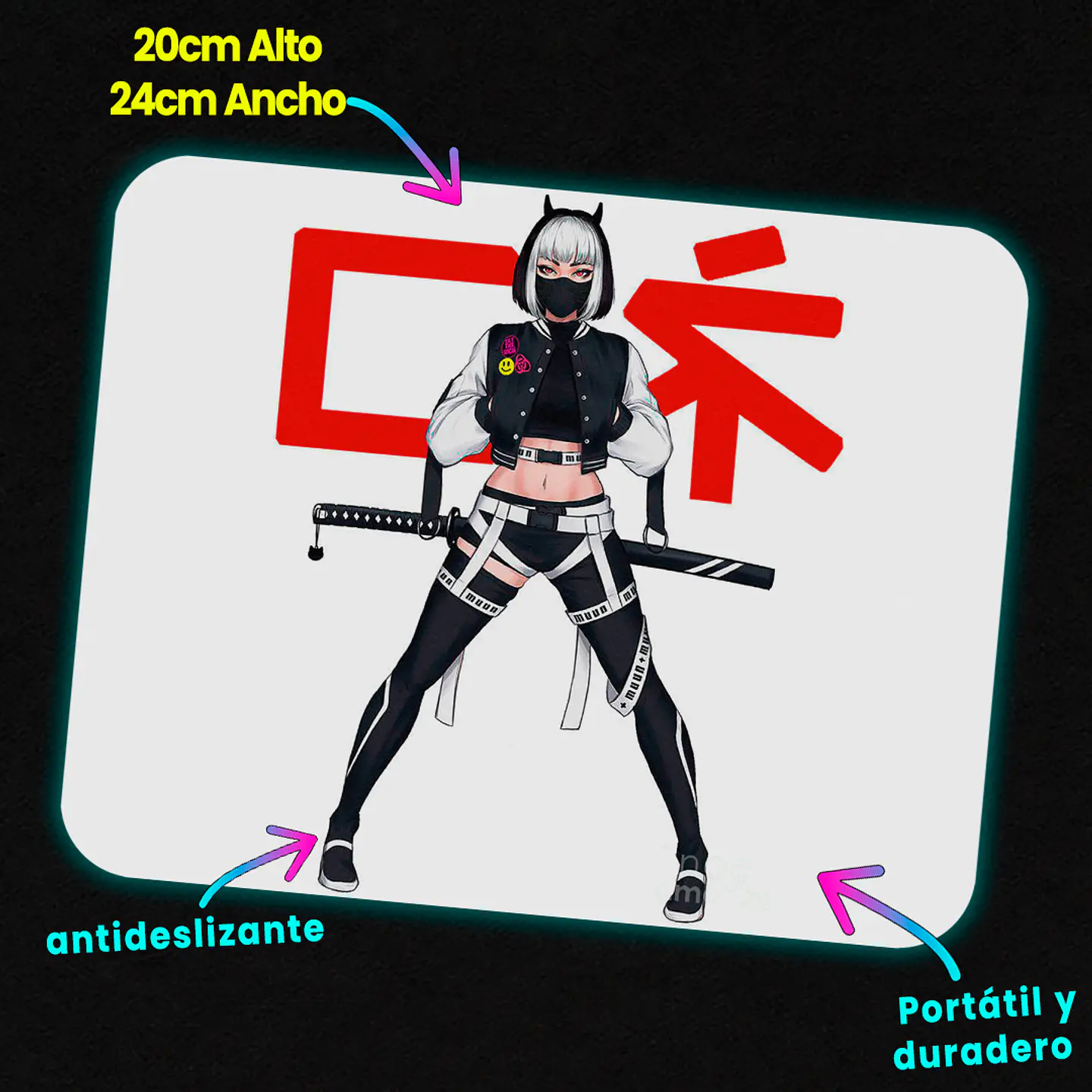 Mousepad 20x24 cm - Diseño Urban Kunoichi Techwear 2