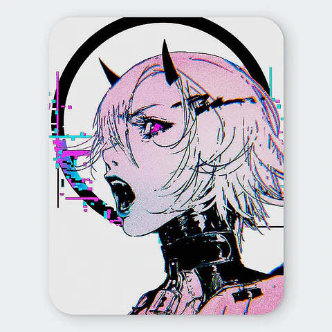 Mousepad 20x24 cm - Diseño Neo Oni Glitch Pulse
