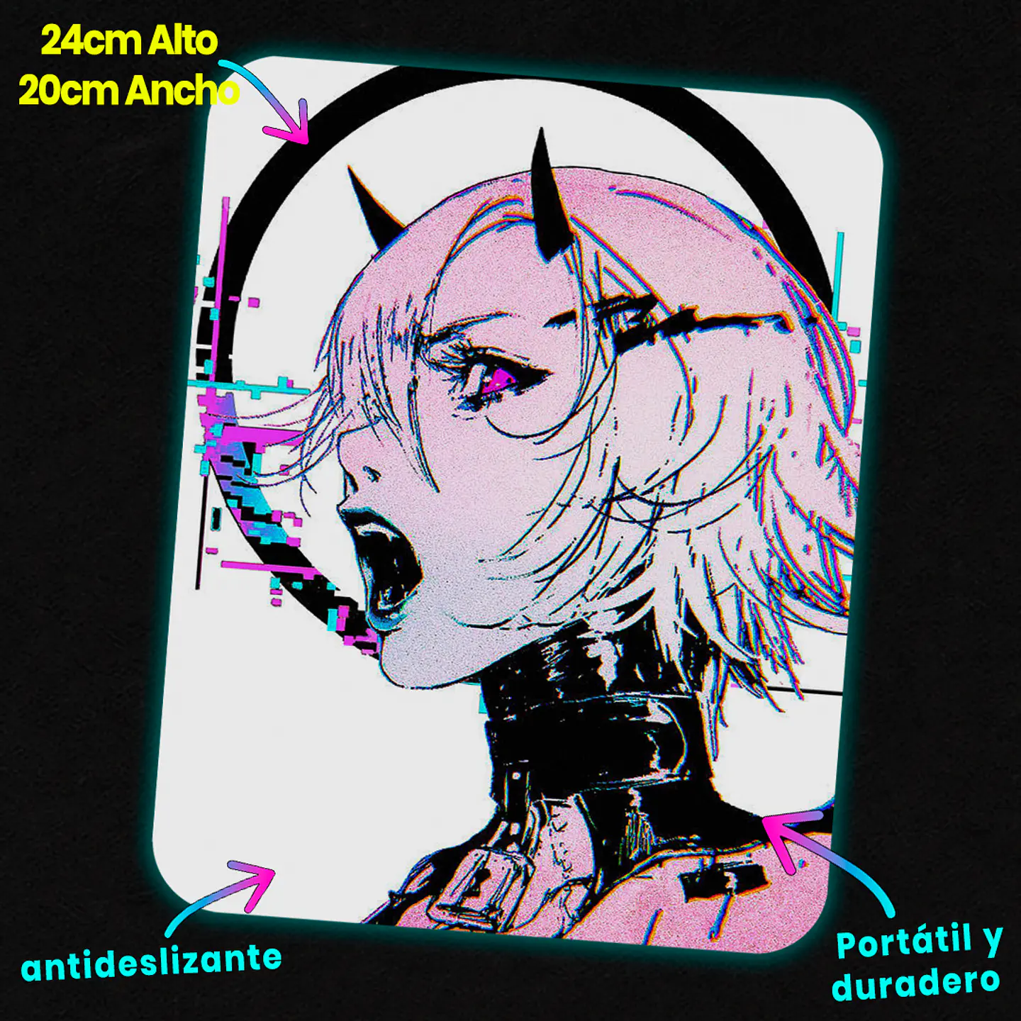 Mousepad 20x24 cm - Diseño Neo Oni Glitch Pulse 2